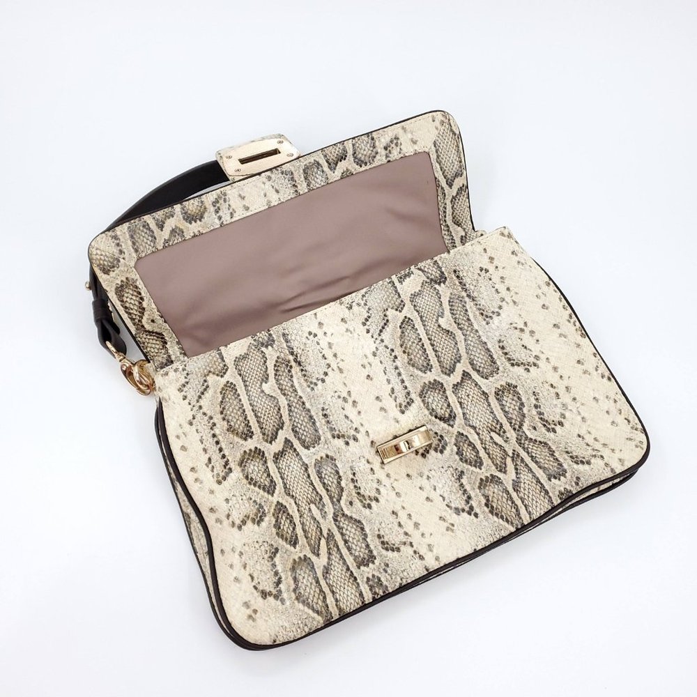 Sondra Roberts Leather Snake Print Handbag - Picture 2 of 8